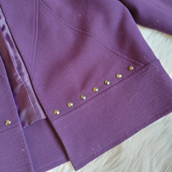 Tahari ASL | Dark Purple Studded Blazer | Size 4 - Picture 5 of 10
